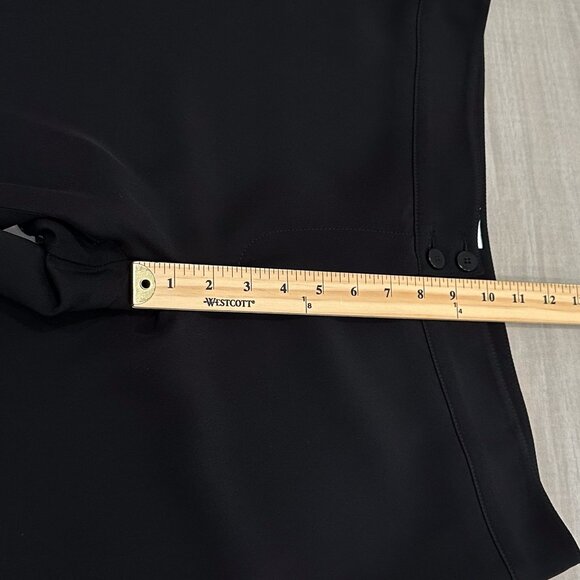 Armani Collezioni Mid Rise Wide Leg Silk Blend Trouser Pants in Black Size 12 - Picture 11 of 16